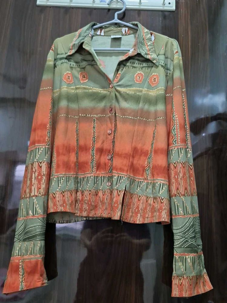Patterned Long Sleeve Top