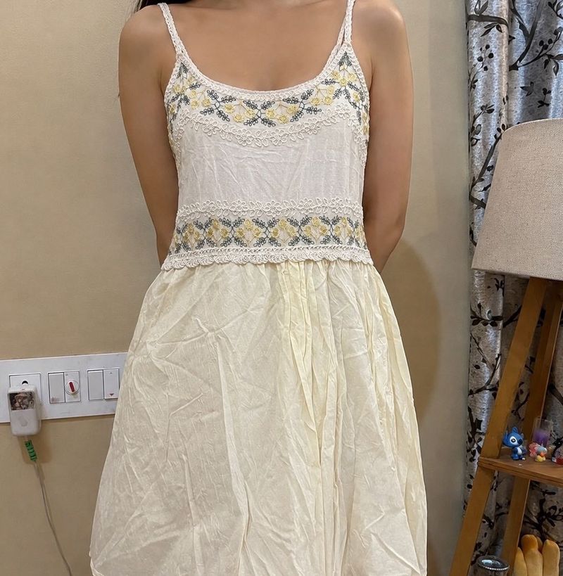 Boho Embroidered White Dress