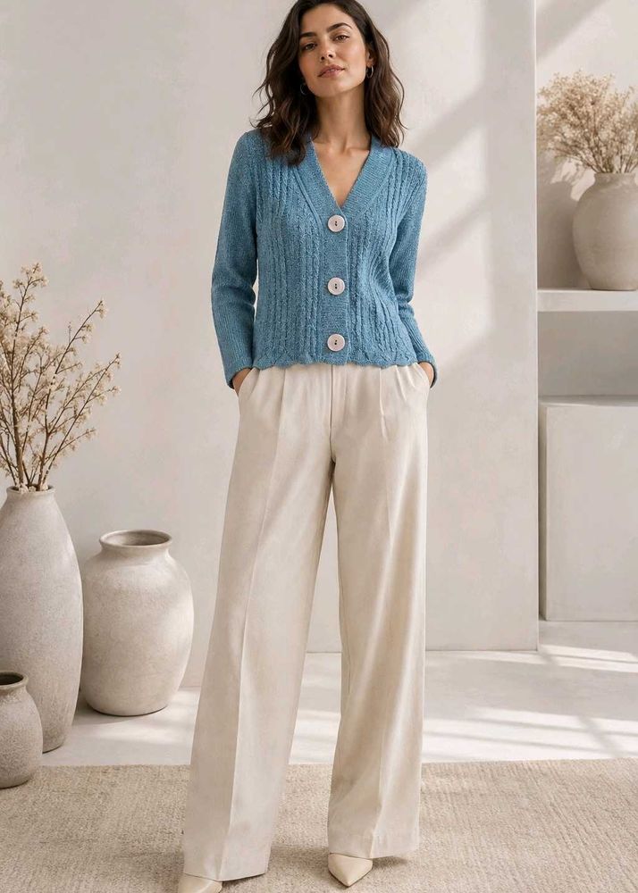 💙 Rare Sky Blue Textured Knit Cardigan