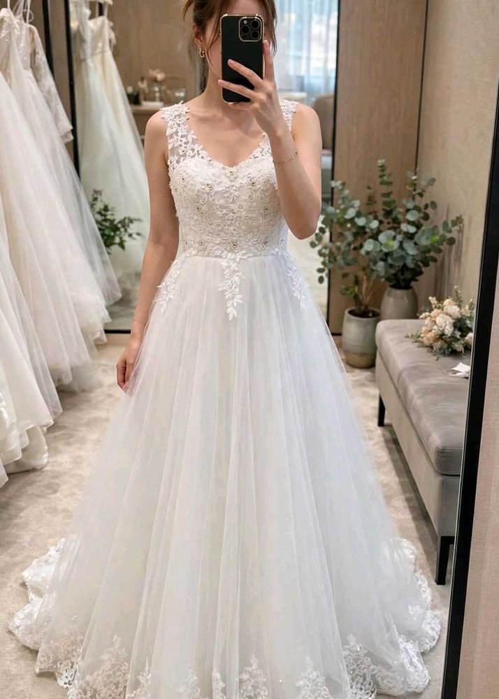 free delivery 🚚 Elegant White Bridal Gown❄️💠