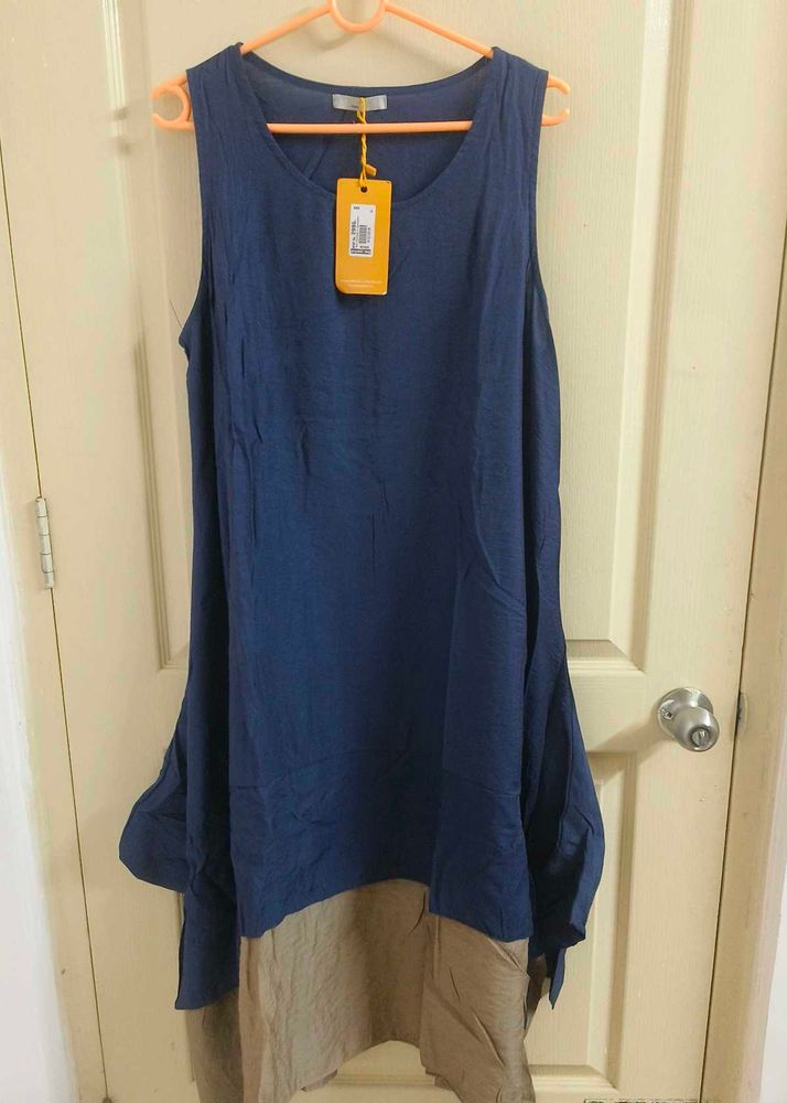 Blue Sleeveless Layered Dress