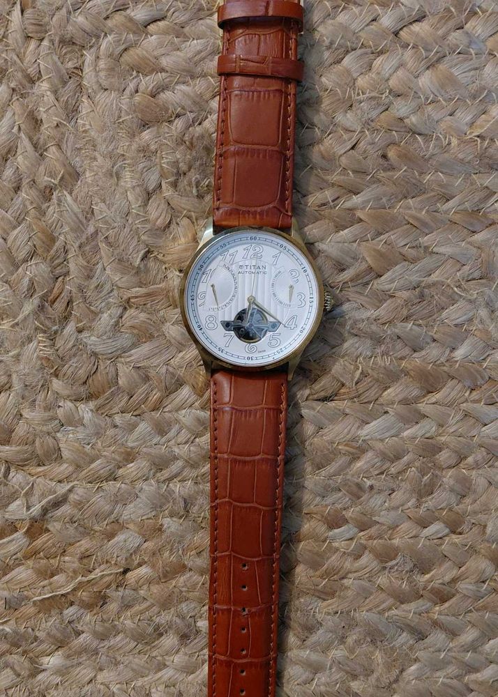 ♤ Titan Automatic Watch with Brown Strap ♤