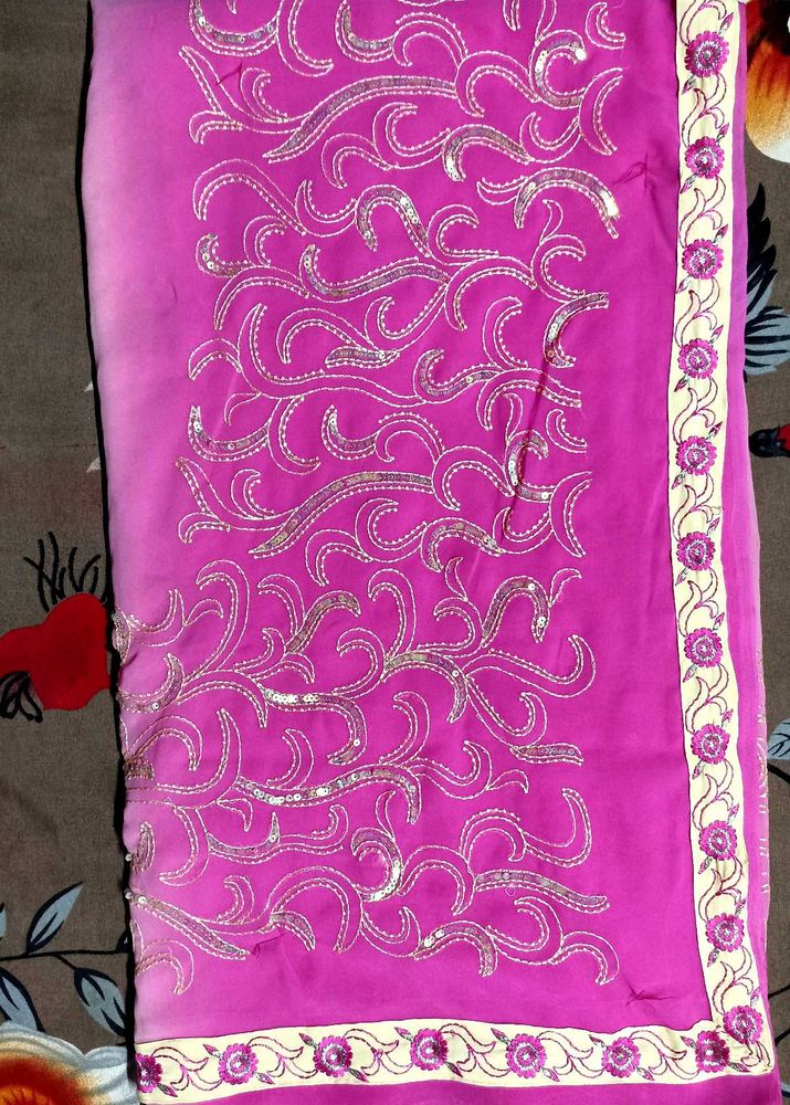 Beautiful Pink Embroidered Saree
