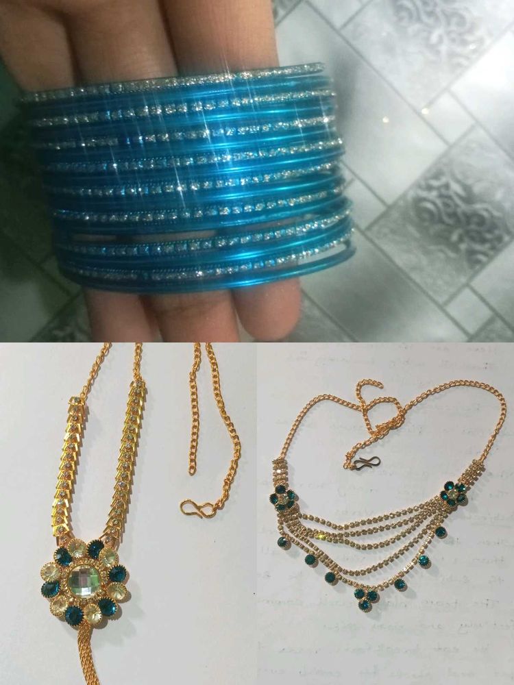 🔥Blue Bangles &amp; Necklaces Set🔥
