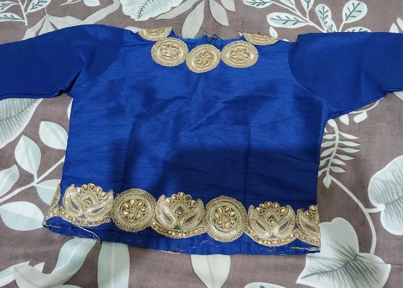 Royal Blue Embroidered Blouse
