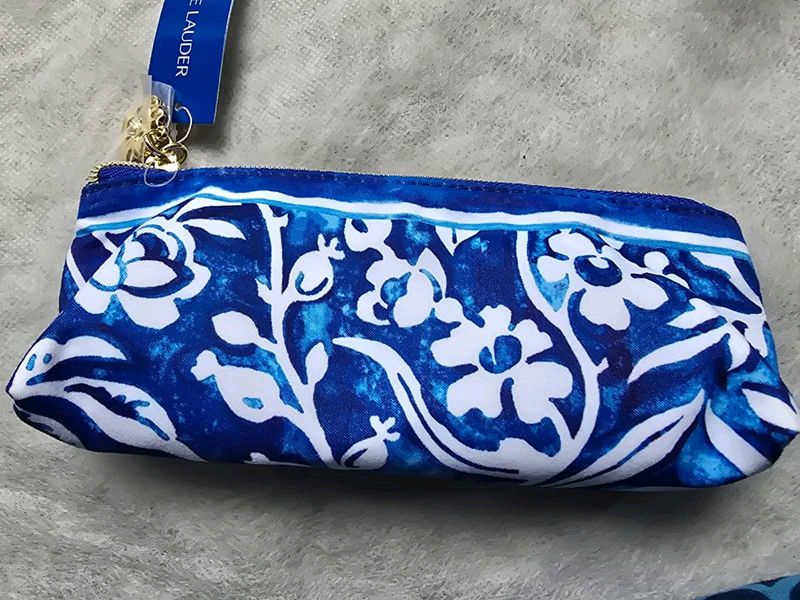 Estee Lauder Pouch - Blue Floral Print