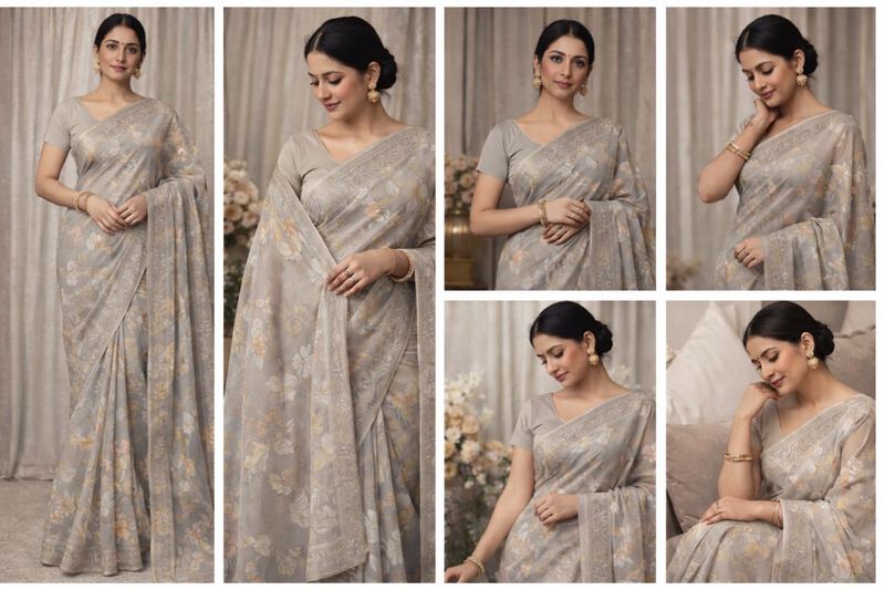 Elegant Floral Print Saree