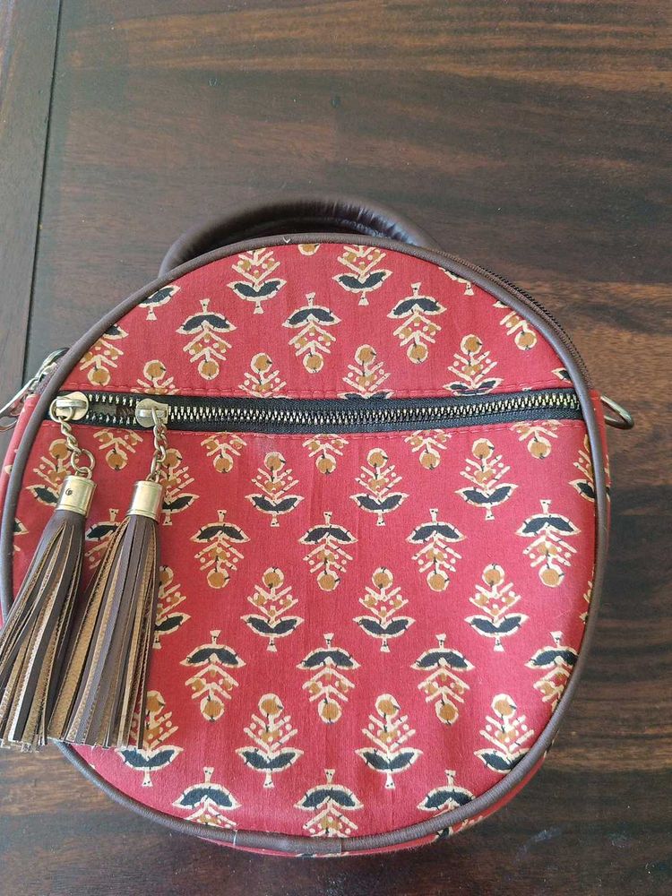 Round Sling Bag with Tassels