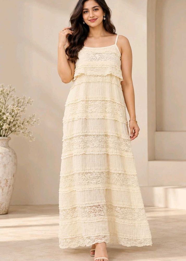 Boho Tiered Lace Maxi Dress