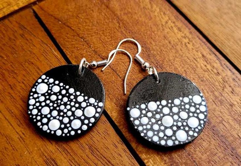 Handmade Black &amp; White Dot Earrings