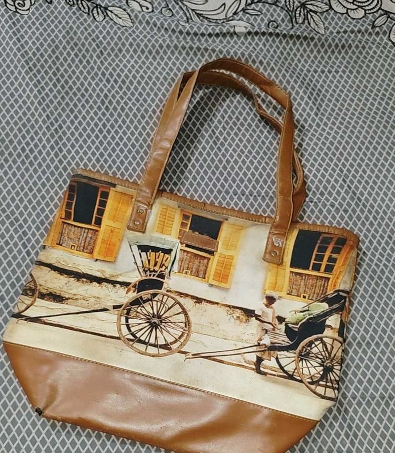Tote Bag with Vintage Rickshaw Print
