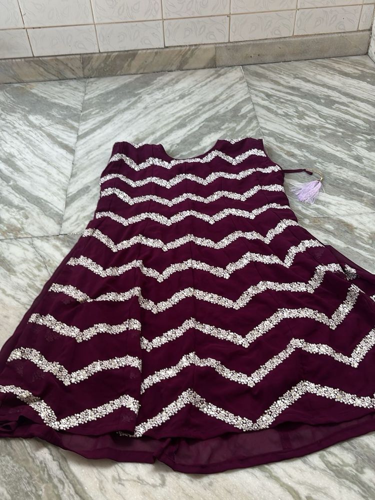 Elegant Maroon Embroidered Gown
