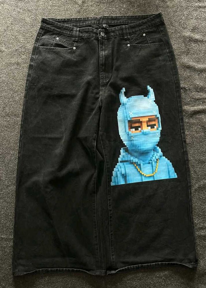 Super baggy jeans with print