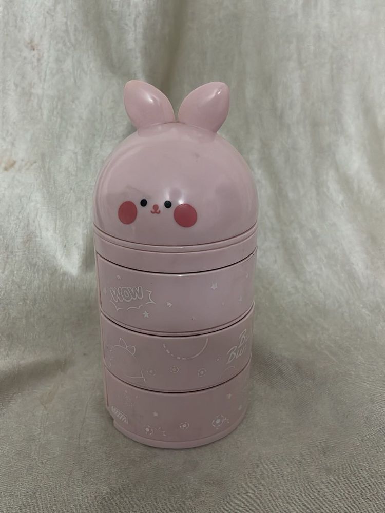 Cute Pink Bunny Stackable Container
