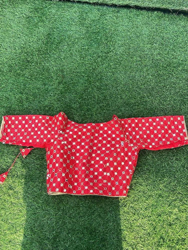 Red Mirror Work Blouse
