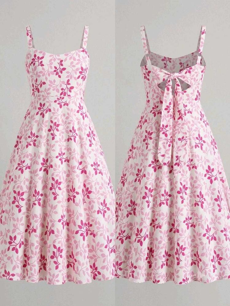 Charming Pink Floral Summer Dress