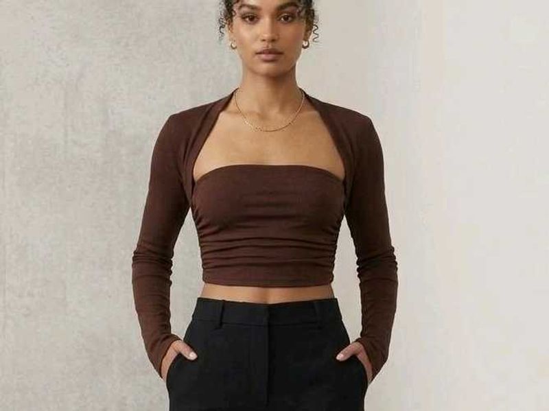 Nuon(Westside) Chic Brown Long Sleeve Cropped To