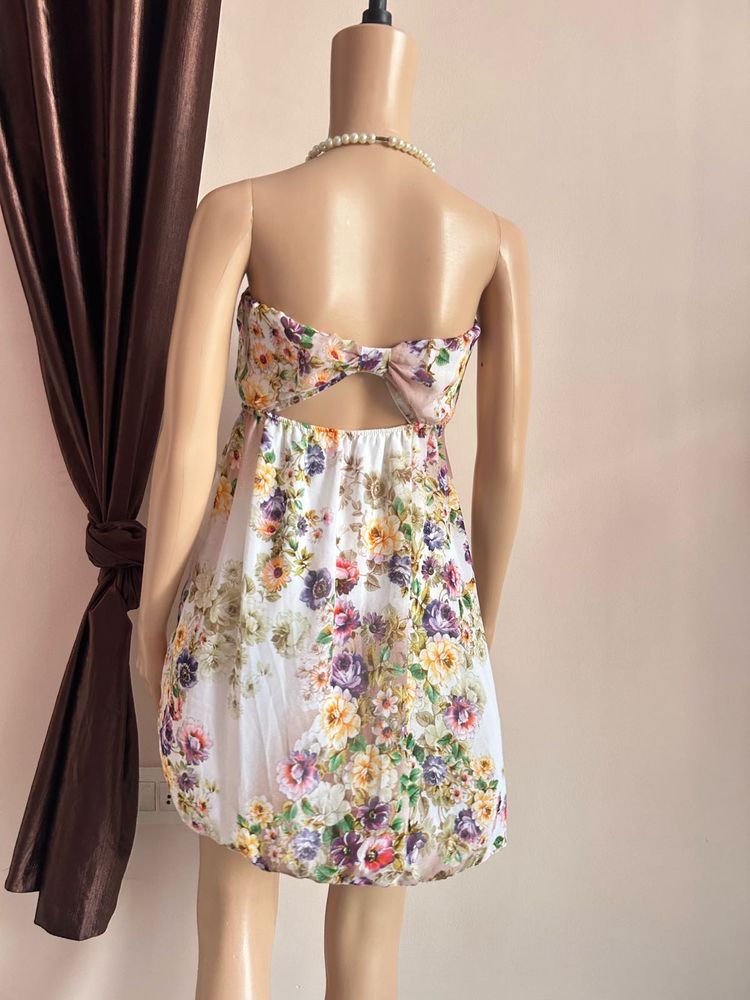 Floral Print Strapless Dress
