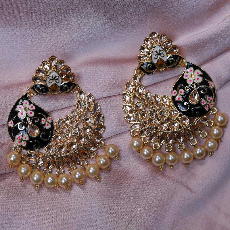 Heavy Elegant Black &amp; Gold Pearl Drop Earrings