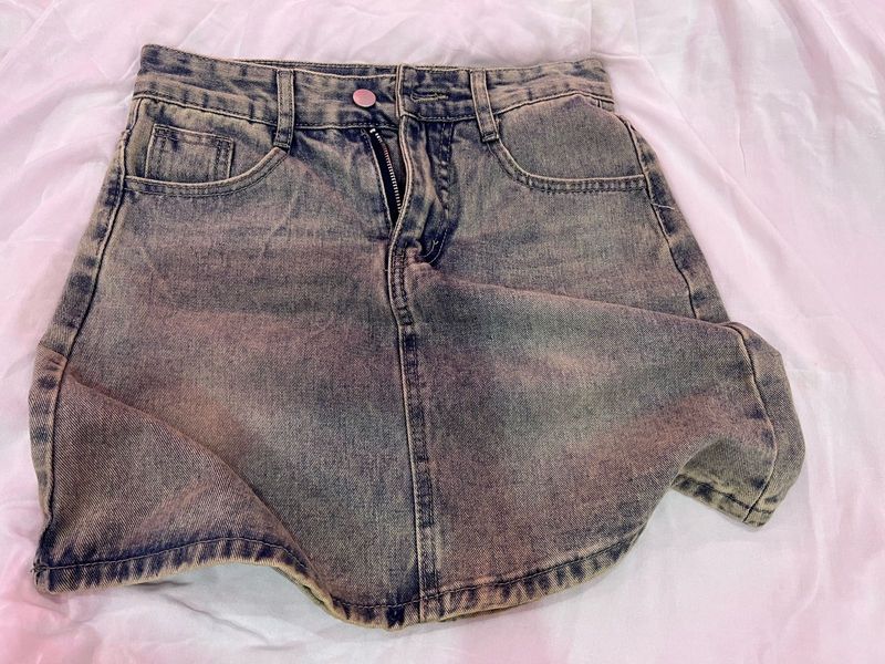 Y2k Washed Denim Mini Skirt