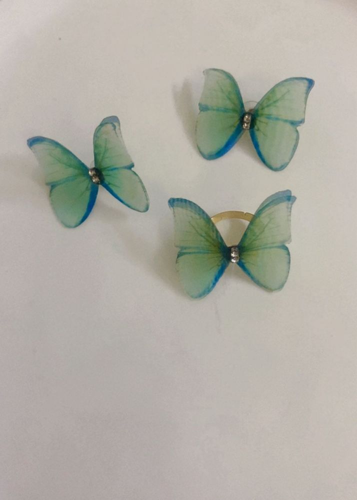 New Combo Butterfly Earrings +Ring set