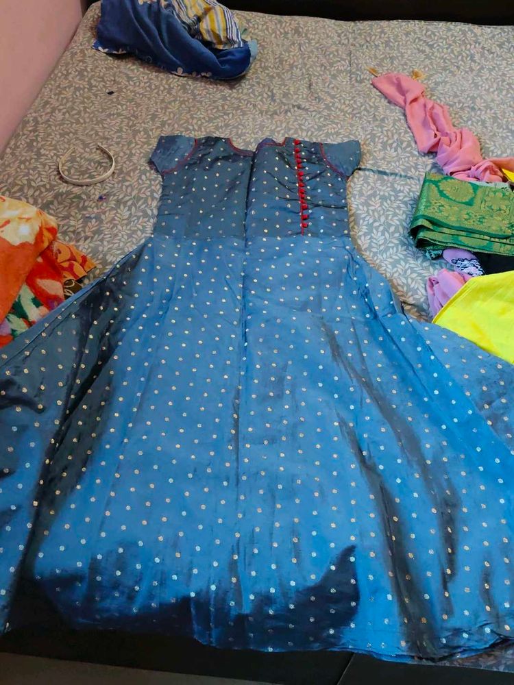 Blue Polka Dot Anarkali Kurta