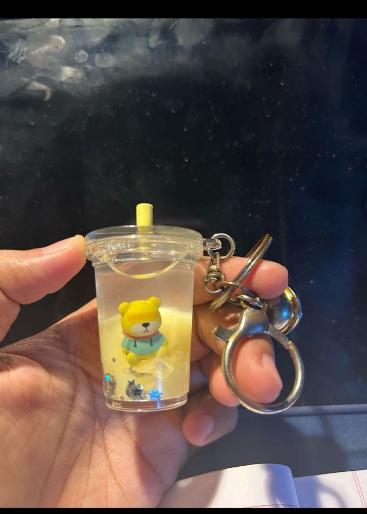 Cute Bear Boba Keychain with bell