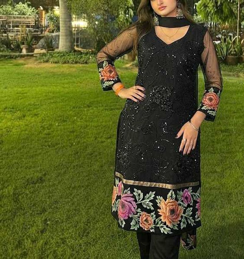 Elegant Black Sequined Kurta Set