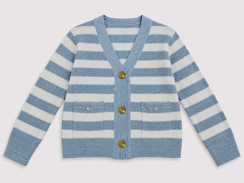 Striped Cardigan with Gold Buttons