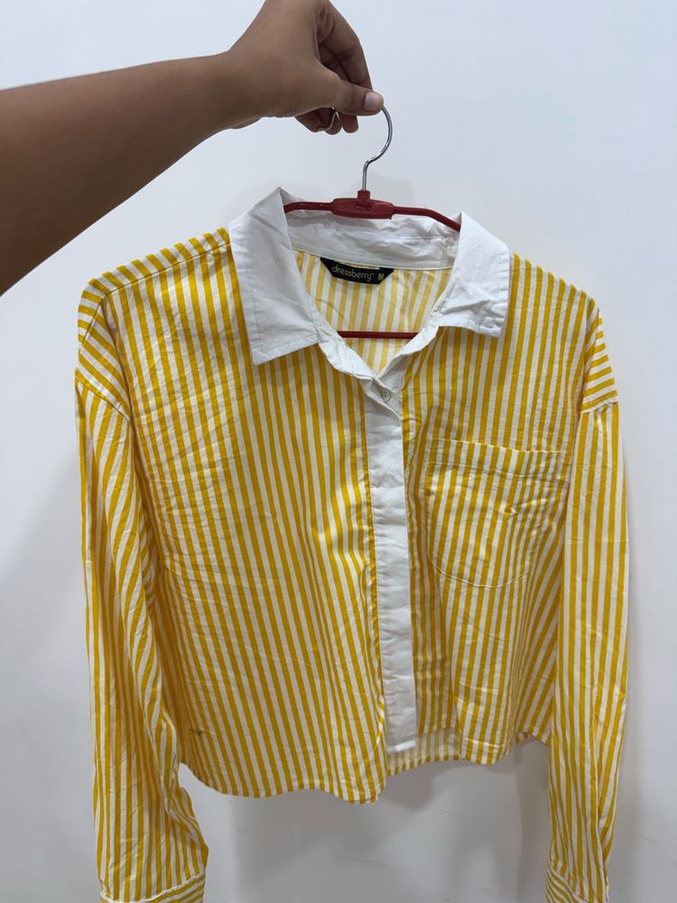 Yellow Striped Collared Shirt