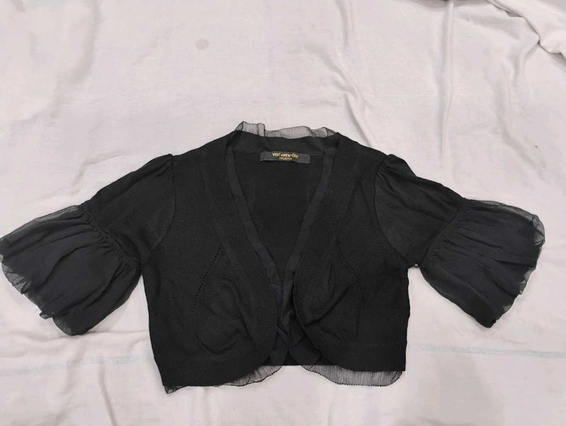 Chic Black Sheer Sleeve Bolero (crop shrug)