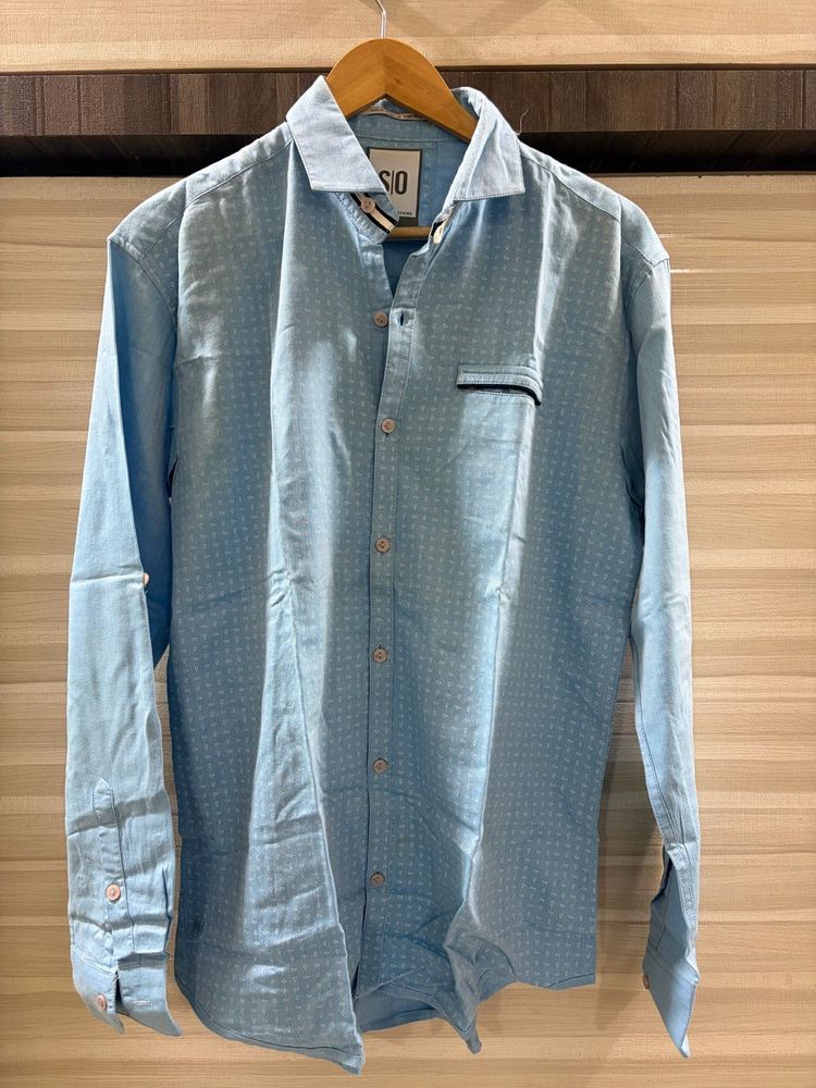 Men's Light Blue Printed Shirt