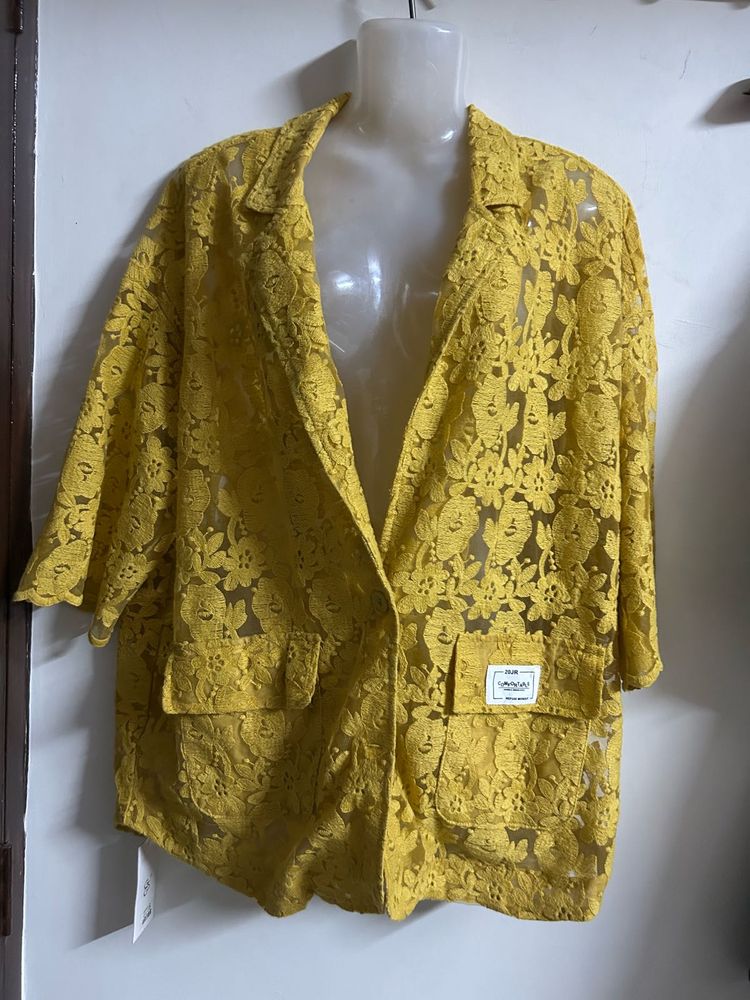 Yellow Lace Blazer
