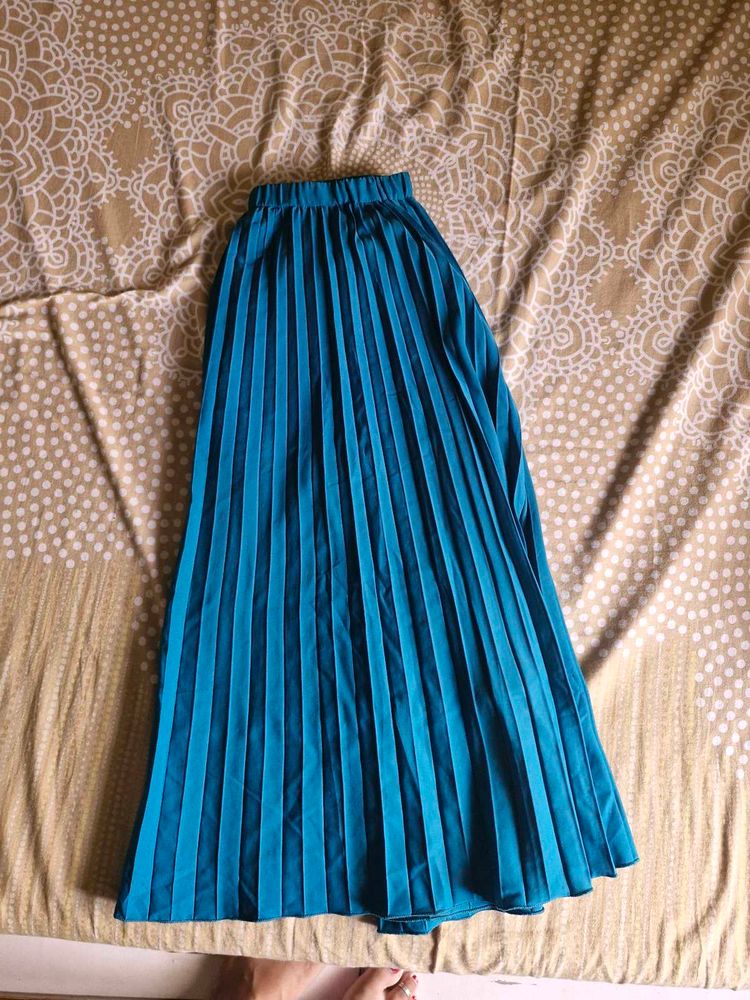 Blue Pleated Skirt