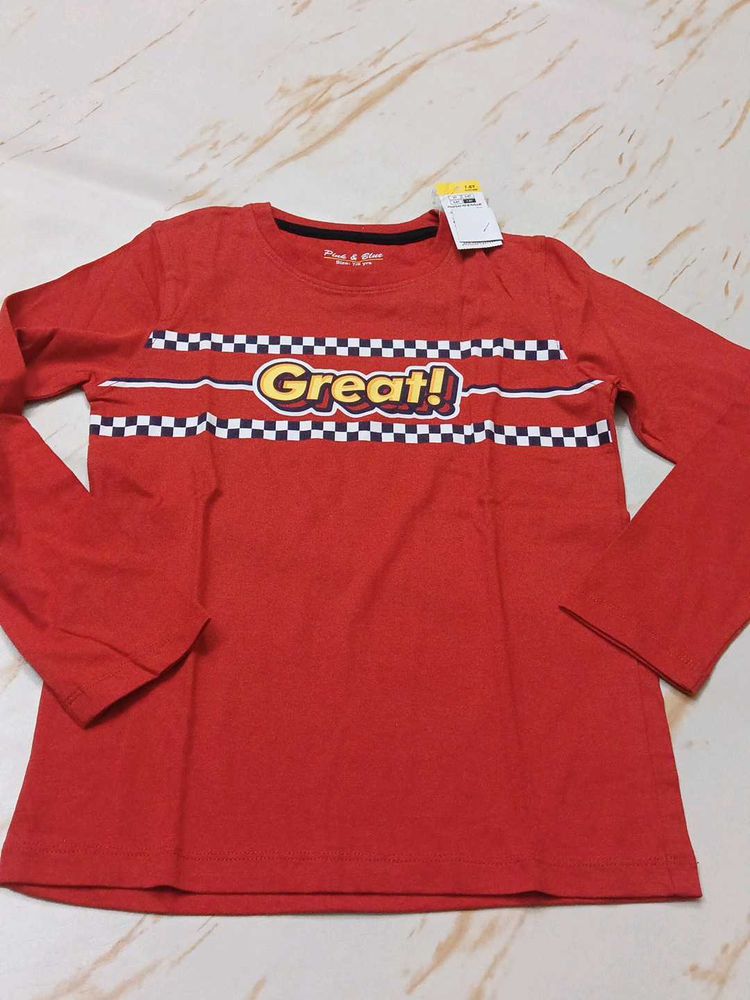 Boys Red Graphic Print T-shirt