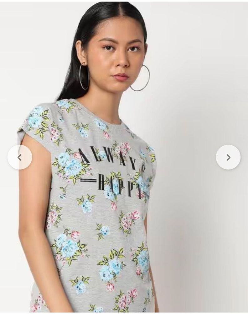 Cute Floral “Always Happy” Grey Top 🌸