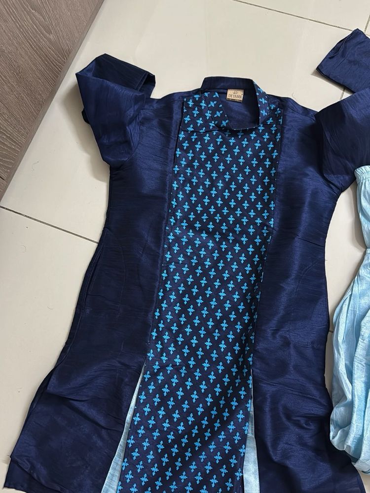 Boys Navy Blue Kurta Set