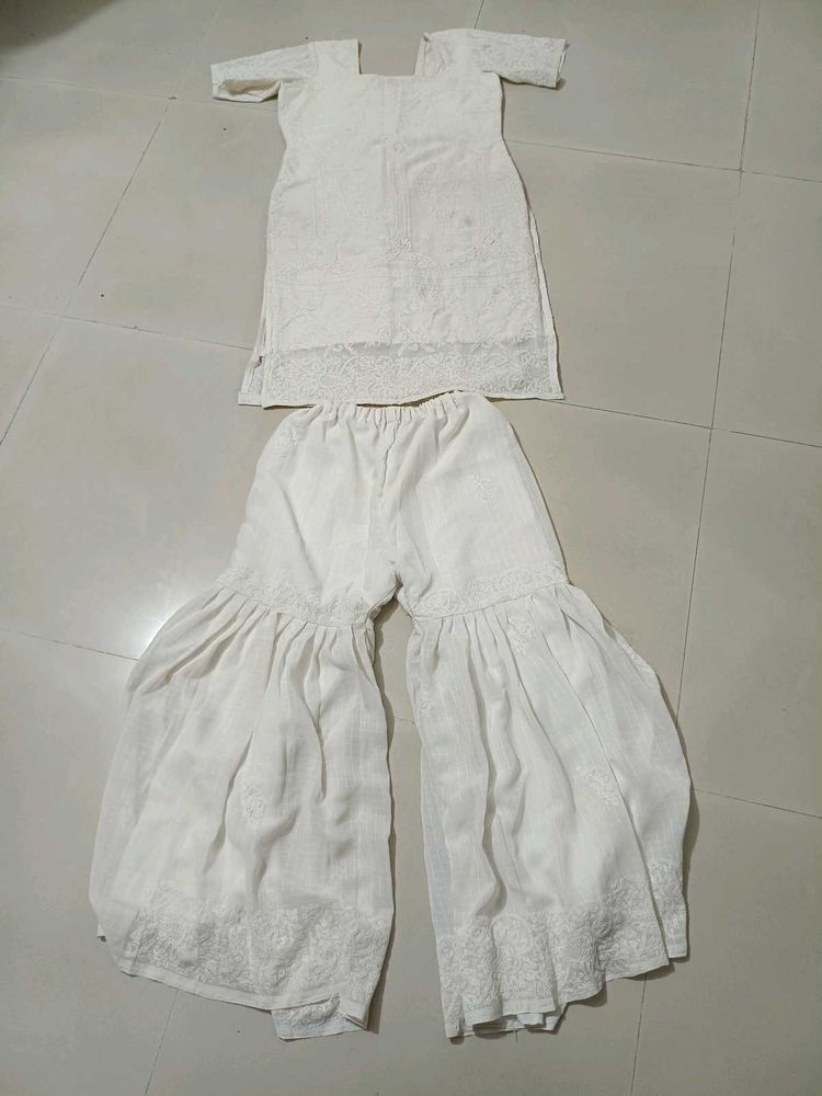 Elegant White Chikankari Kurta Set