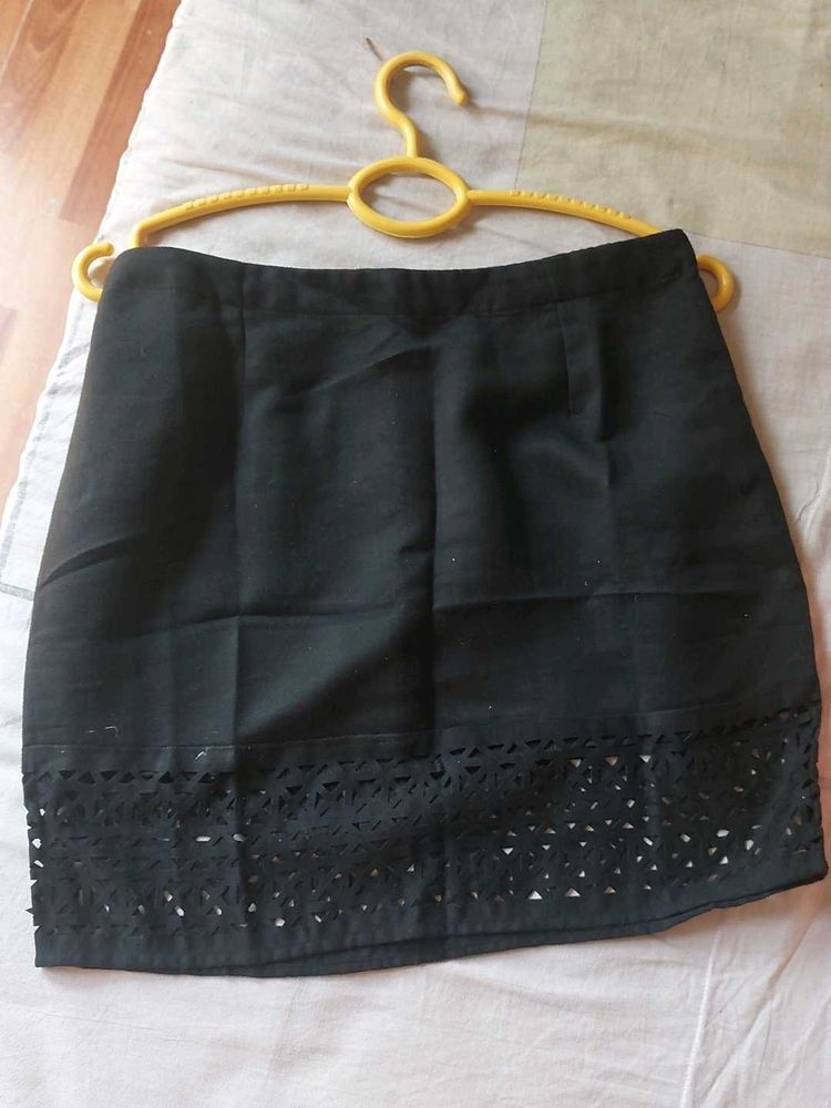 Chic Black Skirt with Laser Cut Detail