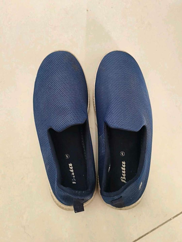 Blue Mesh Slip-On Shoes