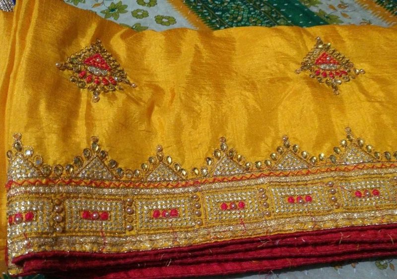Vibrant Yellow Embroidered Saree