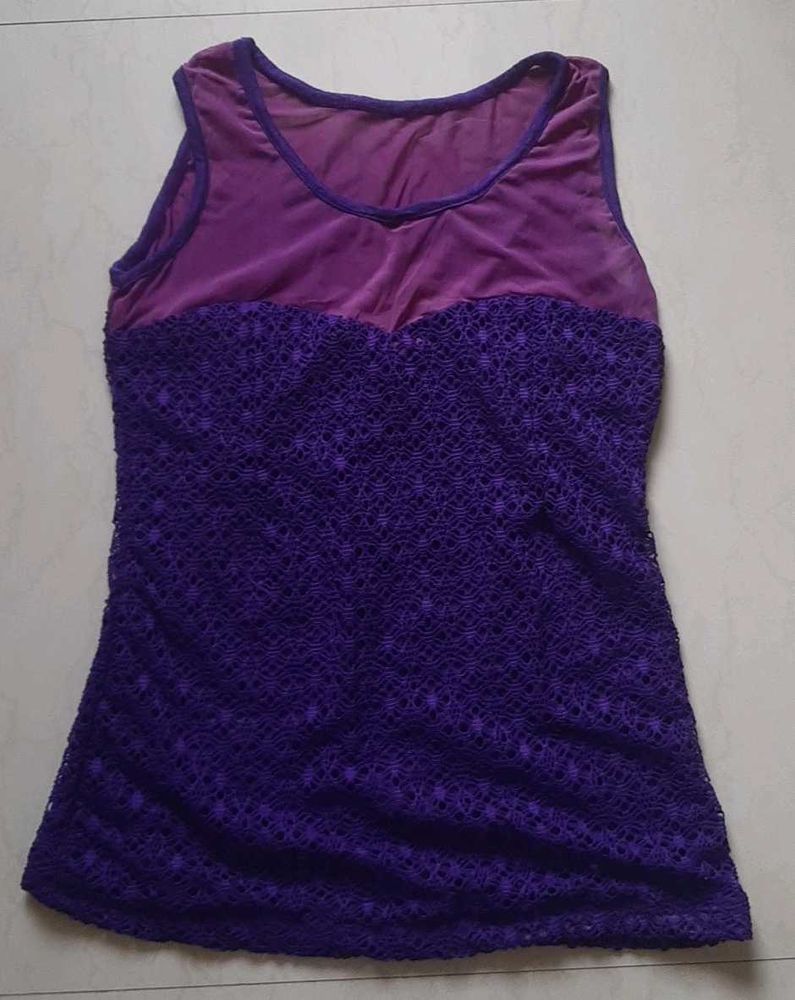 Purple Lace Sheer Top( with invisible flaws)