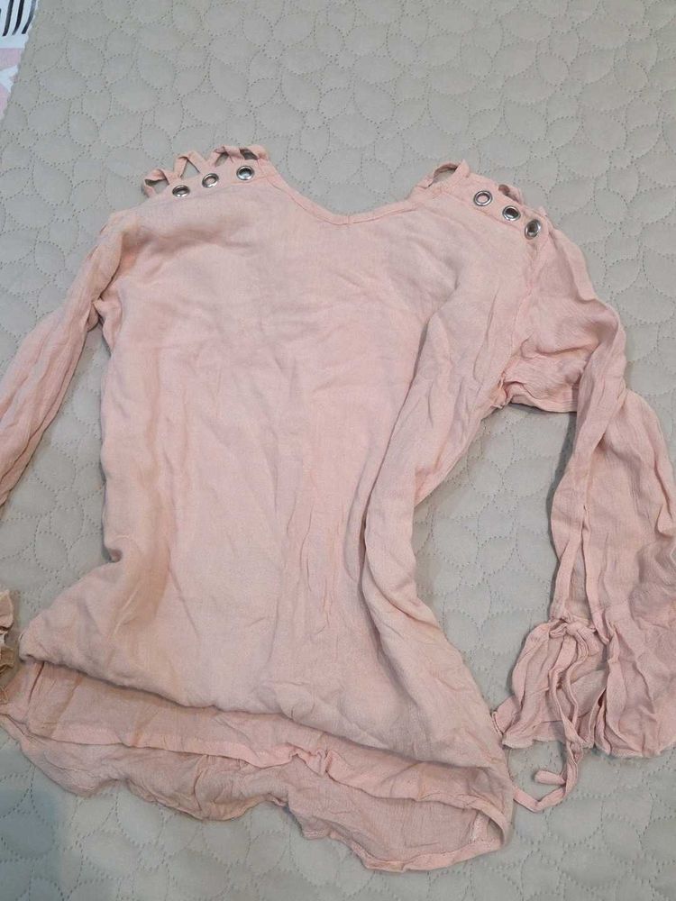 Chic Pink Bell Sleeve Top