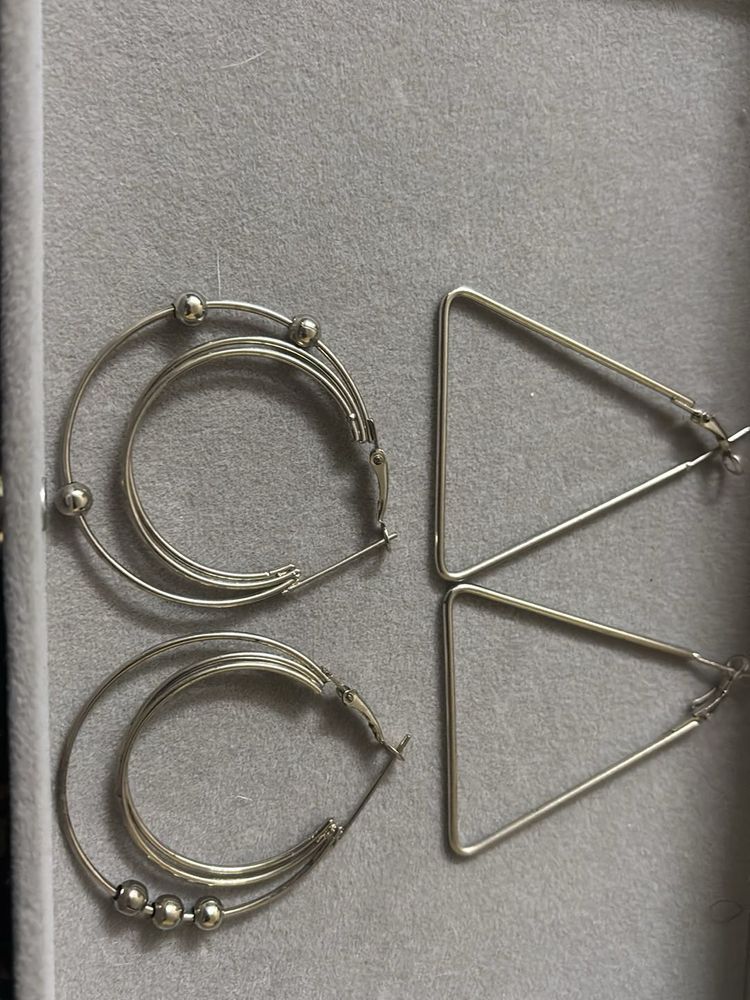 Boho Hoop &amp; Triangle Earring Set