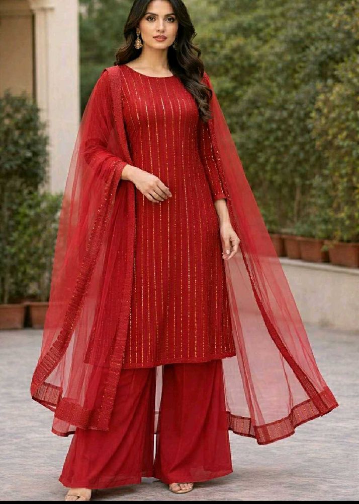 Elegant Red Kurta Set with Dupatta