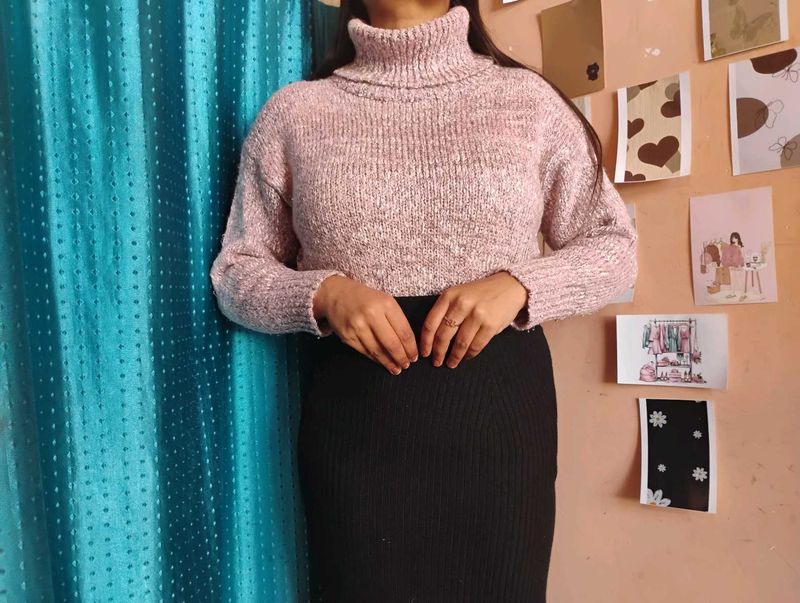 ❤️Trendy Pink Knit Turtleneck Sweater❤️