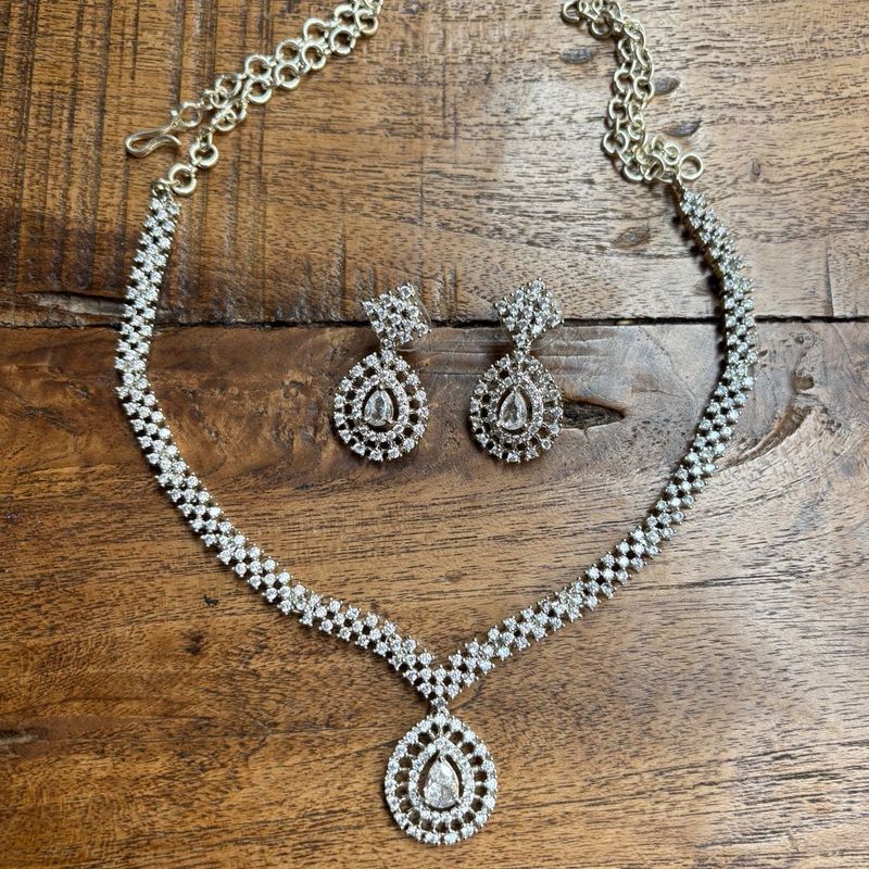 Sparkling Diamond Necklace and Earring Set