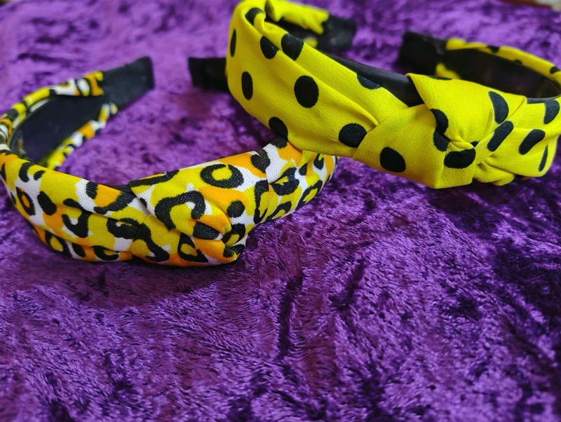 Knot Hair Band (Yellow Polka Dot &amp; Leopard Print)
