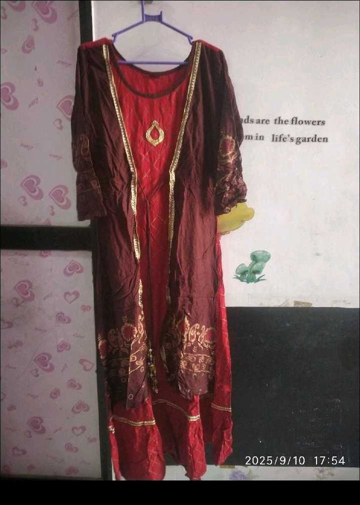 Elegant Red and Maroon Ethnic Dress