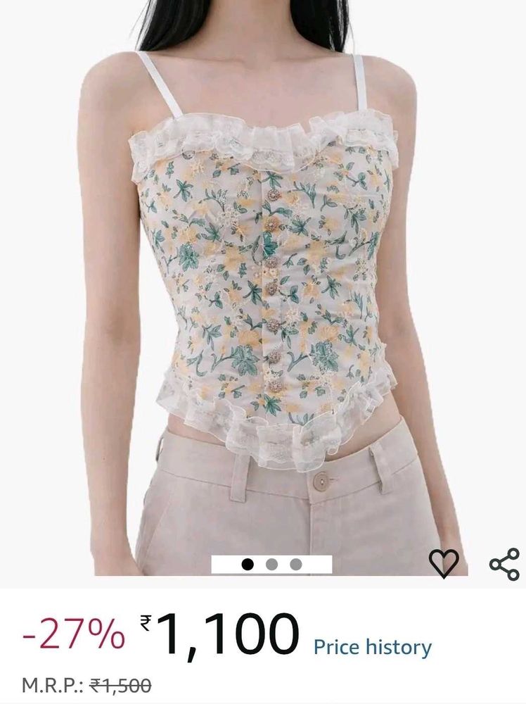 Floral Lace Trim Crop Top